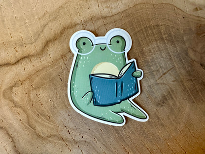 Froggie Reading Troquelado Pegatina