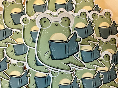 Froggie Reading Troquelado Pegatina