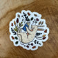 Autocollant Lapin qui lit Die Cut
