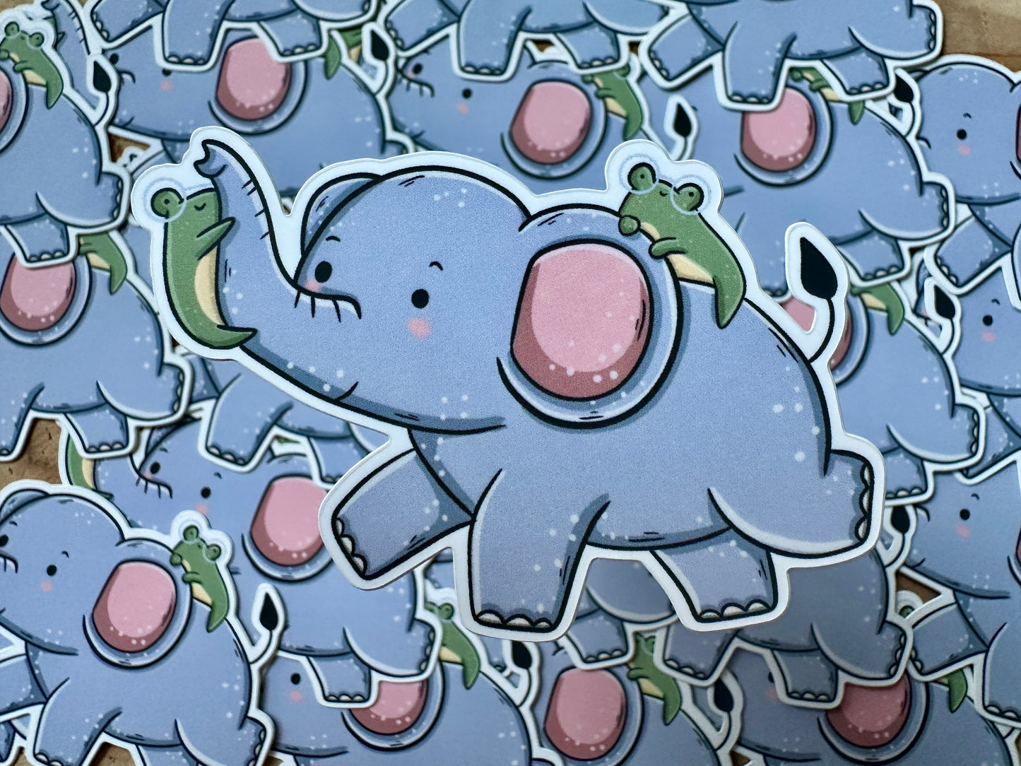 Froggie & Elephant Die Cut Sticker