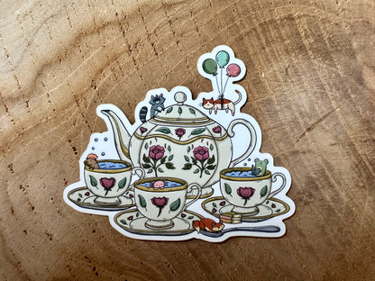 Tea Party Die Cut Sticker