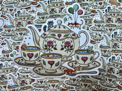 Tea Party Die Cut Sticker