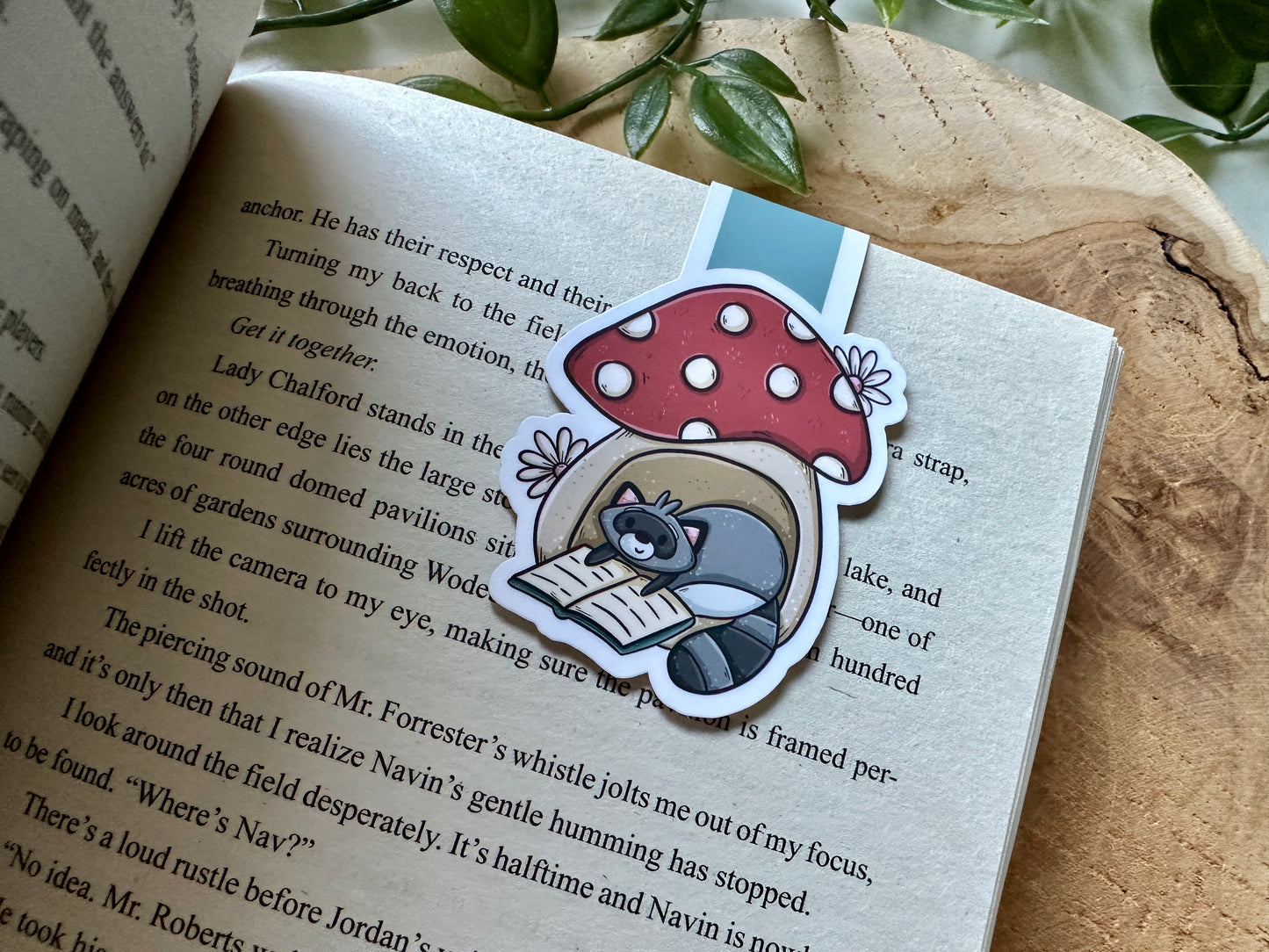 Raccoon & Mushroom Magnetische Boekenlegger