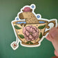 Capybara Tea Die Cut Sticker