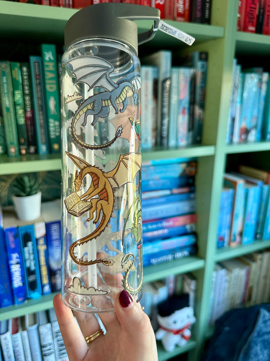 Fliegende Drachen und Bücher Wasserflasche