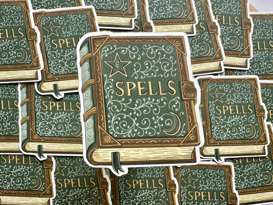 Autocollant découpé Livre de sorts Die Cut