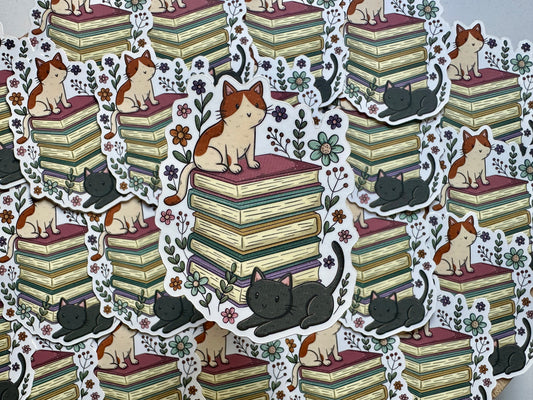 Autocollant découpé Chats et livres Die Cut