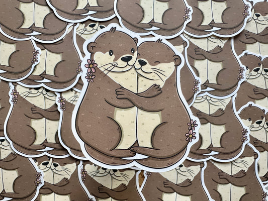 Autocollant Câlins de loutre Die Cut