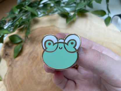 Frog with Glasses Enamel Pin
