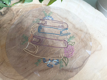 Flowery Stack of Books Suncatcher