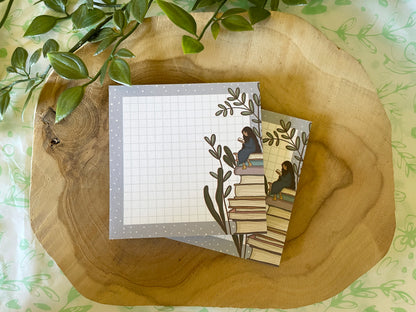 Girl & Books Square Notepad
