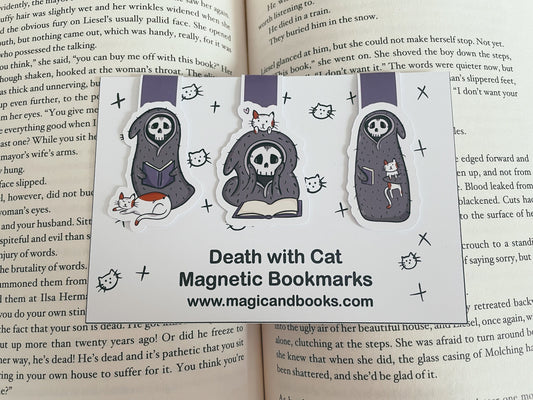 Juego de marcapáginas magnéticos Muerte con gato