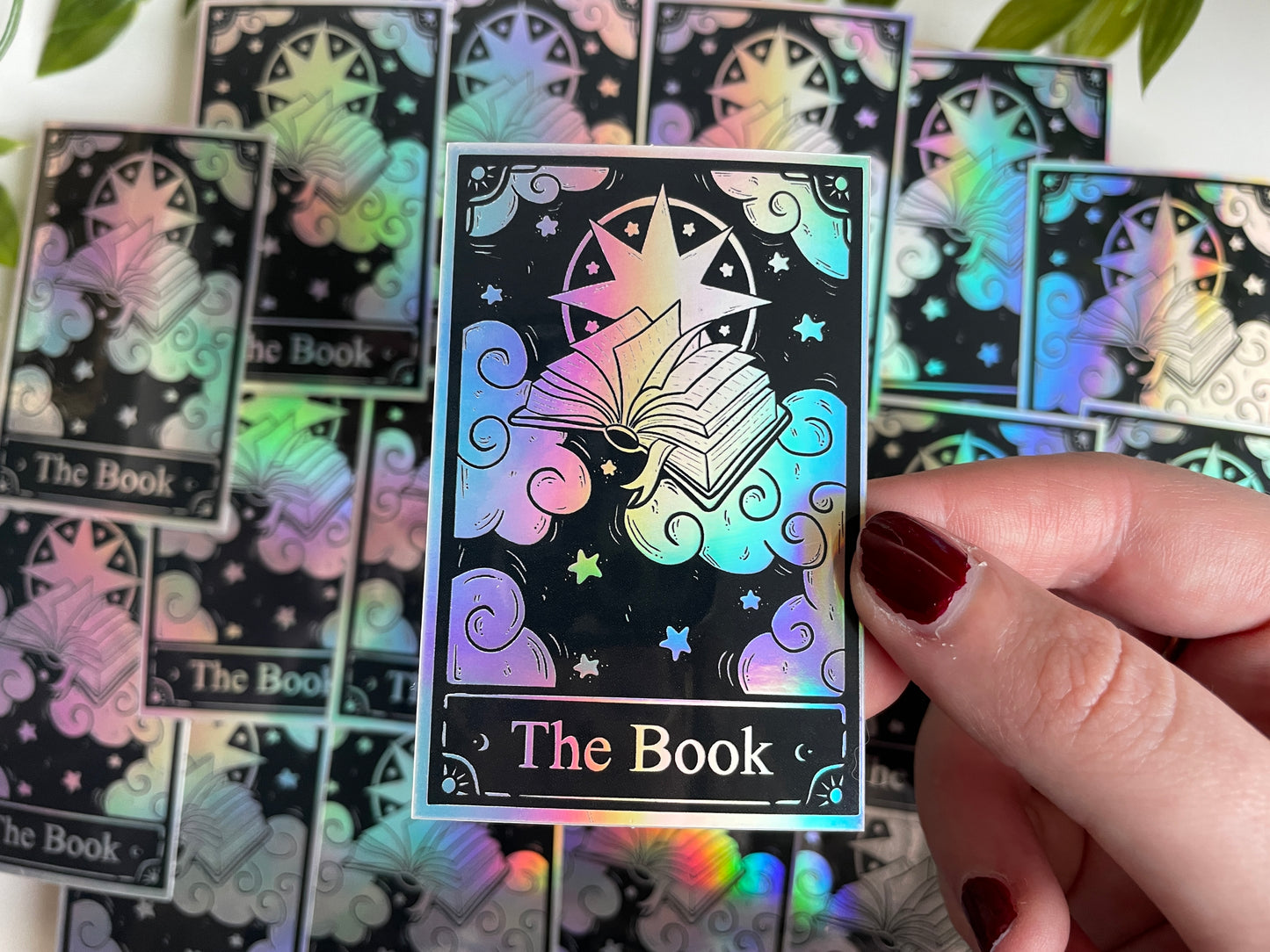 Tarot Card The Book Holographic Die Cut Sticker